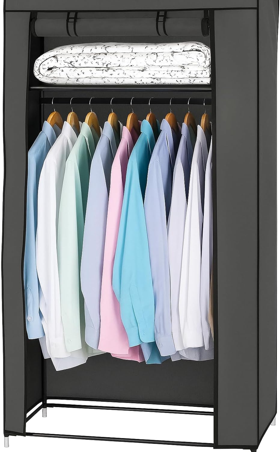 60 Pieces Closet Wardrobes (Portable – Metal Shelves – Dustproof Cover – 41.73x17.72x65.35 in – Black)