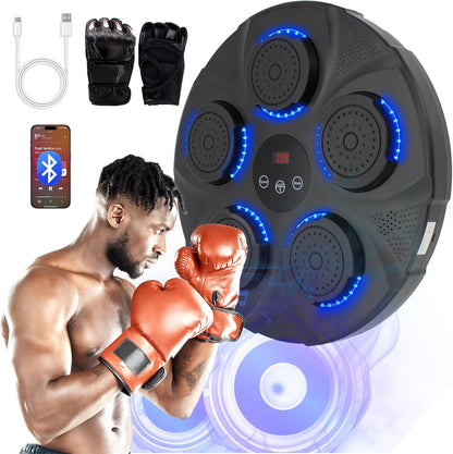 Music Boxing Machine Wall Mounted – Interactive Rhythm Game with LED Light Display, Home Fitness Boxing Training Machine for Adults & Kids, Bluetooth Music Synchronization, Punch Training