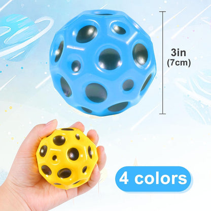 Extreme High Bouncing Ball – Moon Ball, High Pop Bouncing Space Ball & Foam Bounce Sensory Toy for Kids, Indoor/Outdoor Play, Durable, Lightweight, Pack of 4