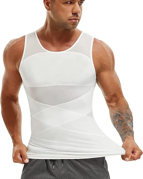 Fitto Compression Shirt, Body Shaper, Slimming Undershirt, Tank Top, Gynecomastia, Sleeveless Shapewear Vest, Men