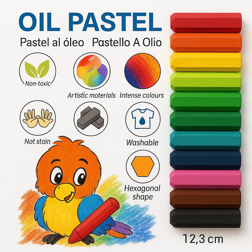 120 Pieces 12 Pieces Oil Pastel Set -s (7.3cm – 12 Vibrant Colors)