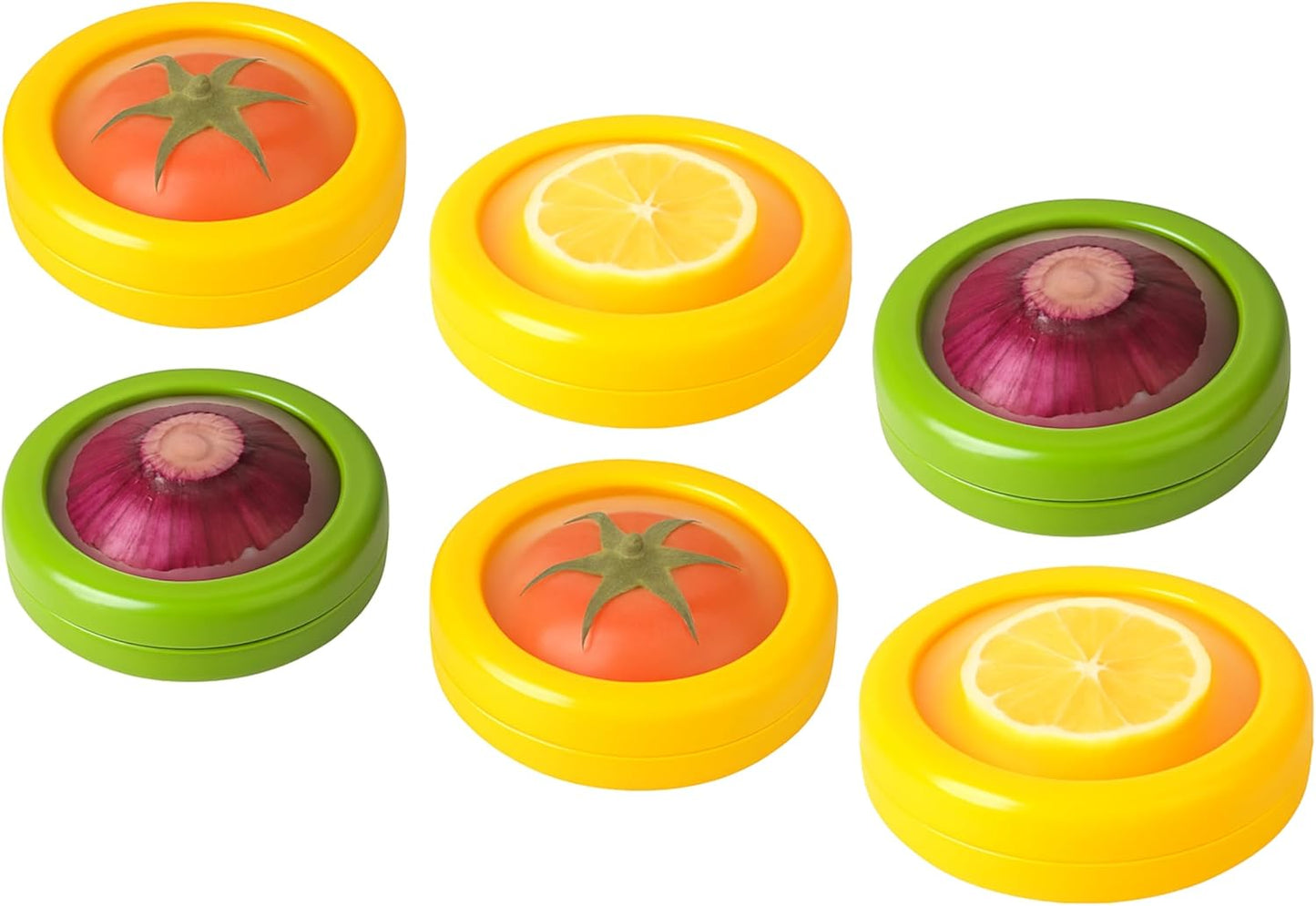 Stretchable Fruit Crisper – Airtight Silicone Seal, Pack of 6– Yellow/Green