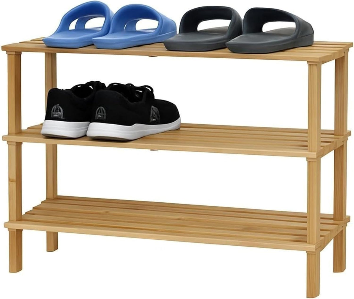96 Pieces Wooden Shoe Rack 3 Tiers (Natural Wood Color – 63x26x48.5cm)