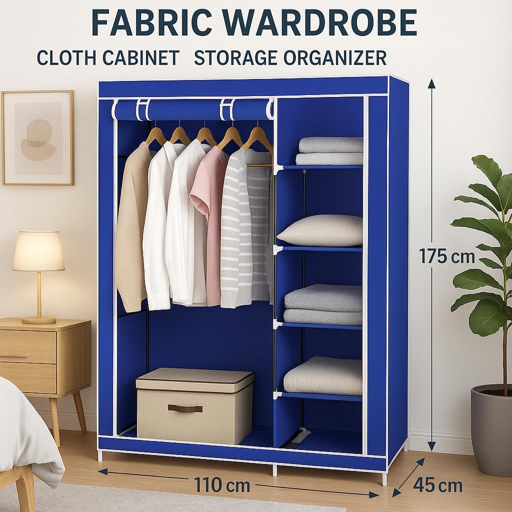 48 Pieces Fabric Wardrobes (Cloth Cabinet – Storage Organizer – With Cover – 175x110x45cm)