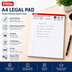 120 Pieces A4 Ruled Legal Pads (40 Sheets – 70 GSM White Paper – Top-Bound Writing Pad for Office – School and Home)