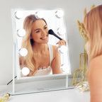 72 Pieces Vanity Mirrors with Lights (Hollywood Makeup Mirror with 9 LED Bulbs – 3 Colors Dimmable Light – 360° Rotation – White - Perfect for Beauty and Grooming)