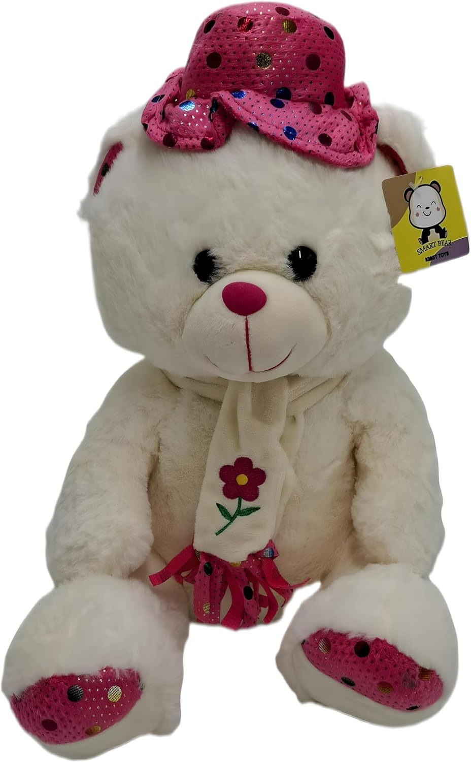72 Pieces White & Pink Teddy Bears with Cap (35cm)
