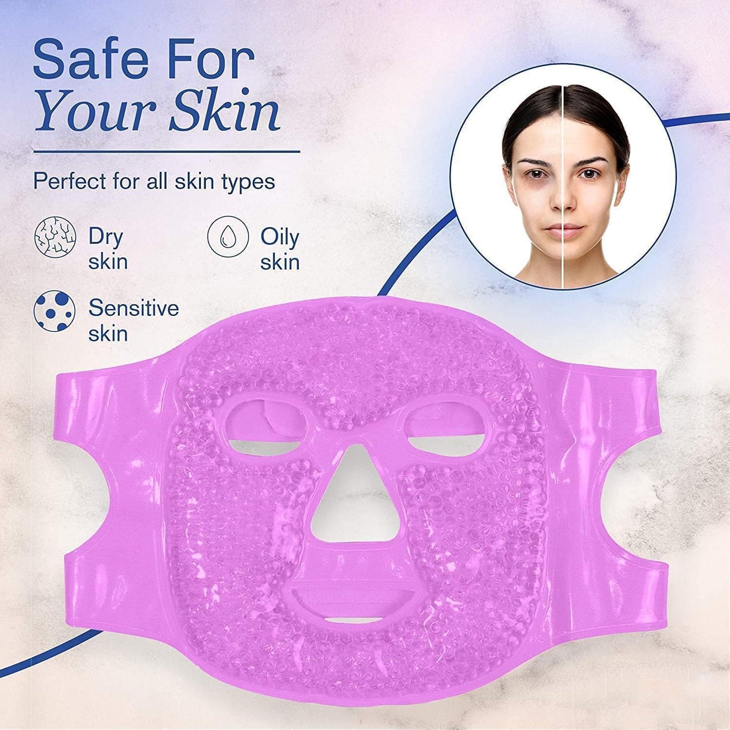 Cold Face Eye Mask Ice Pack - Reusable Gel Beads Cooling Compress for Puffy Eyes, Dark Circles, Sinus Relief, Face Puffiness Reduction, Hot & Cold Therapy for Relaxation, Pain Relief