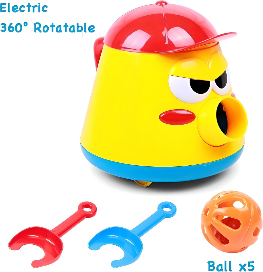 72 Pieces Toddler Angry Kettle Ball Launcher Toys with 5 Balls (Blue & Red Scopes – Light & Music Features)