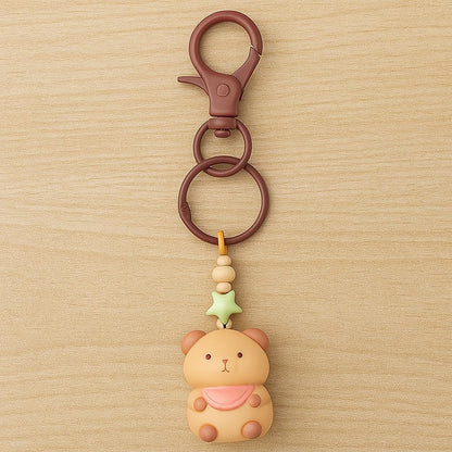 Cat 3D Doll Car Keychain - Brown
