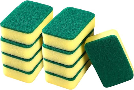 Fitto Scourer Sponge Pack of 9 – Heavy-Duty Scrubbing Sponges for Kitchen Cleaning, Multi-Purpose Non-Scratch Scouring Pads for Dishes, Pans, and Surfaces – Durable and Long-Lasting Sponges