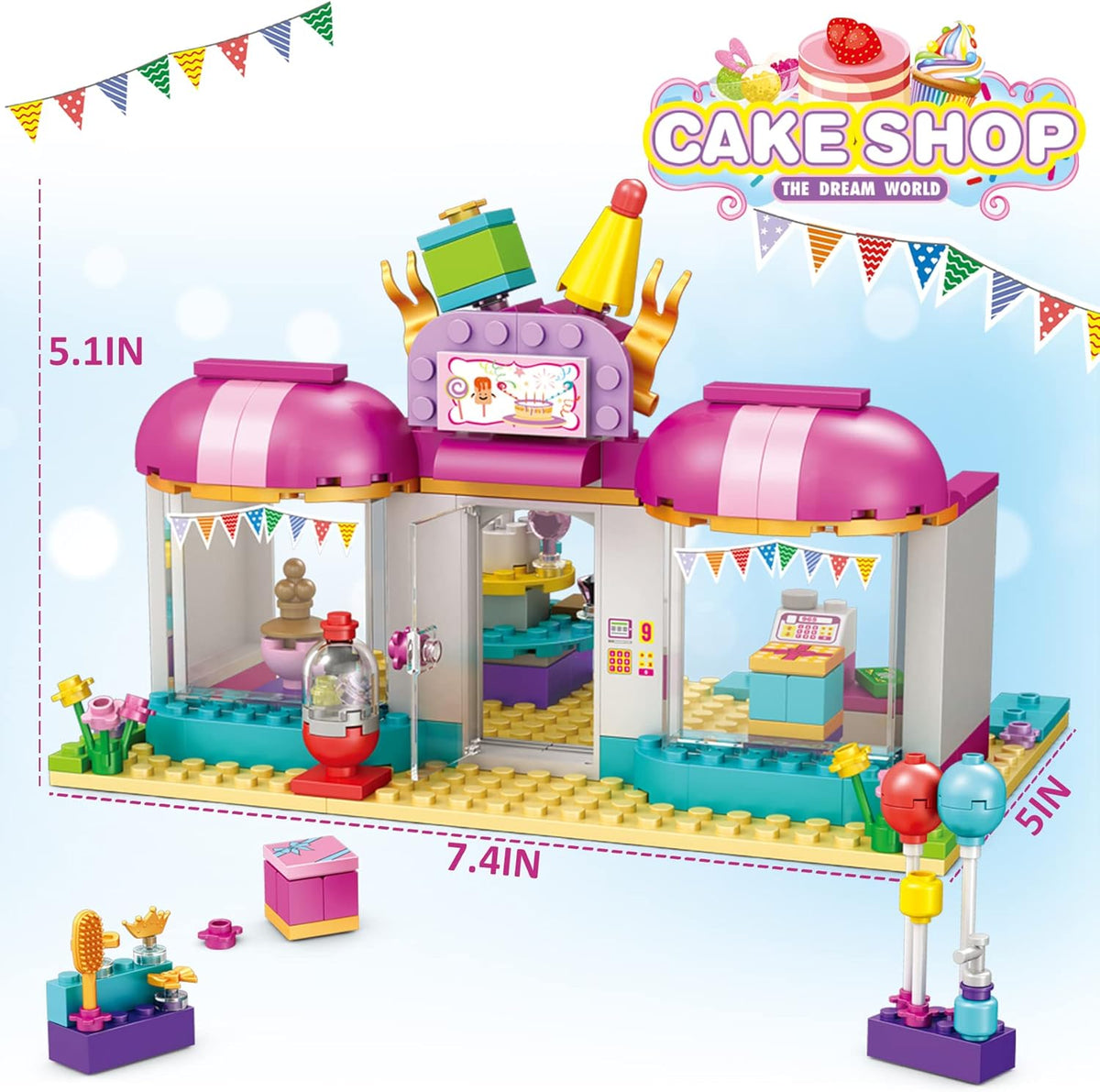60 Pieces Girls and Friends House Building Block Set - Villa House & Cake Shop Building Blocks for Girls Ages 6-12 - Creative Construction Toys for Kids - Fun Educational Playset