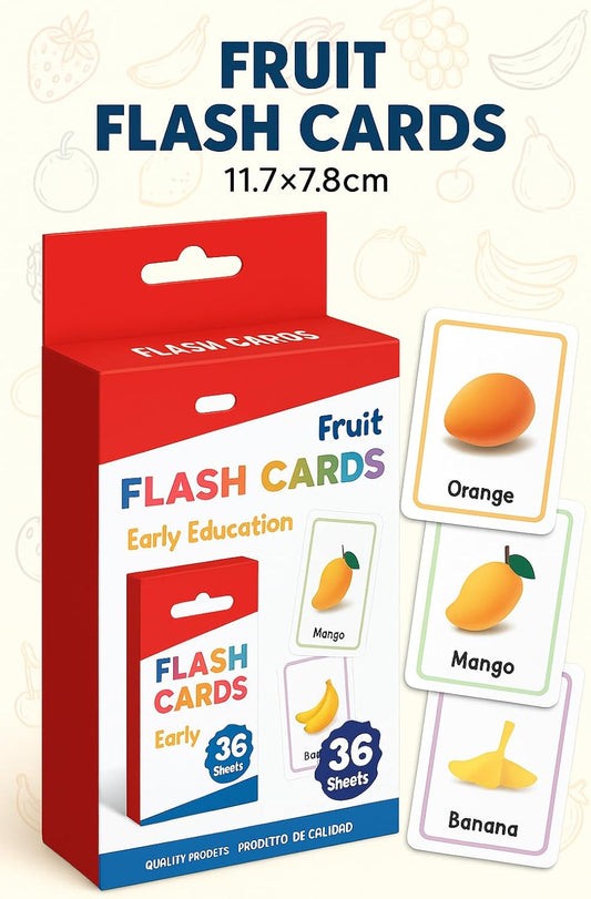 36 Sheets Fruits Series Flash Cards 11.7x7.8cm