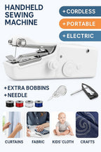 96 Pieces Handheld Sewing Machines (Portable Electric Stitch – Cordless – Extra Bobbins – Needle – for Curtains – Fabric – Kids Cloth – Crafts – Home Travel)