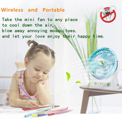 Battery Operated Clip on Stroller Fan, Portable Mini Desk Fan, Rechargeable, Blue