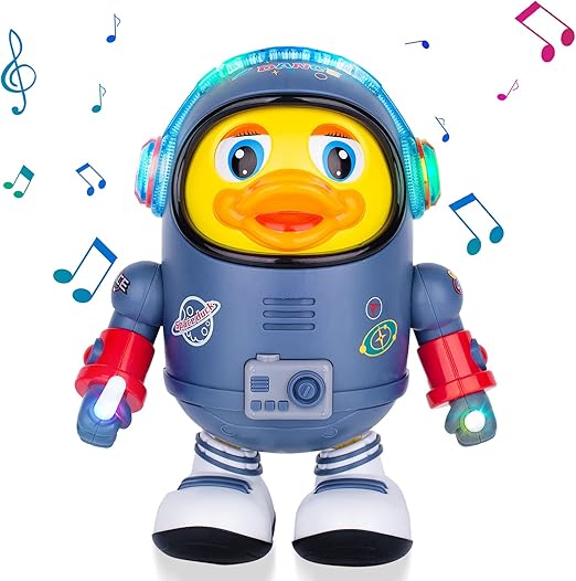 Fitto Space Duck, Electric Toys with Lights and Sounds, Moving Walking Dancing Toys for Toddlers