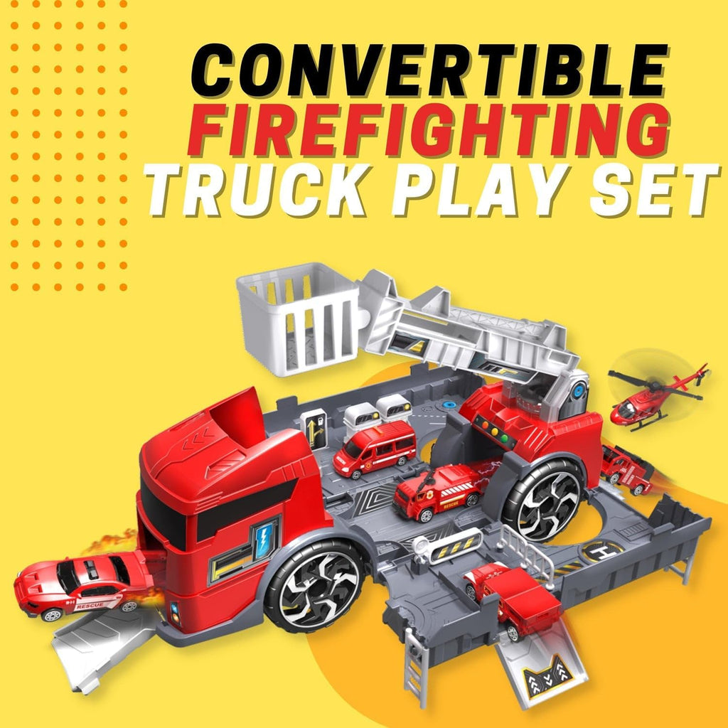 72 Pieces 2 Ins (1 Large Firefighter Truck and Fire Station and 2 Die Cast Cars)