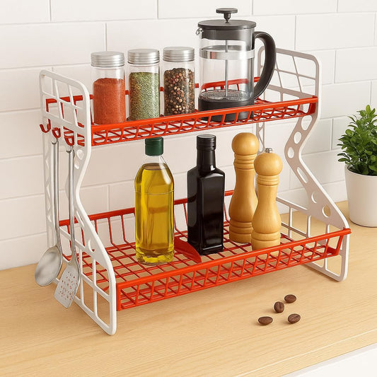 2-Tier Kitchen Storage Rack – Durable and Stylish Organizer for Countertops and Cabinets – Ideal for Spices, Condiments, and Kitchen Essentials – Space-Saving Design with Sturdy Construction