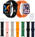 72 Pieces 7+2 Smart Watch Sets with 7 Straps (2 Watches and earbuds)