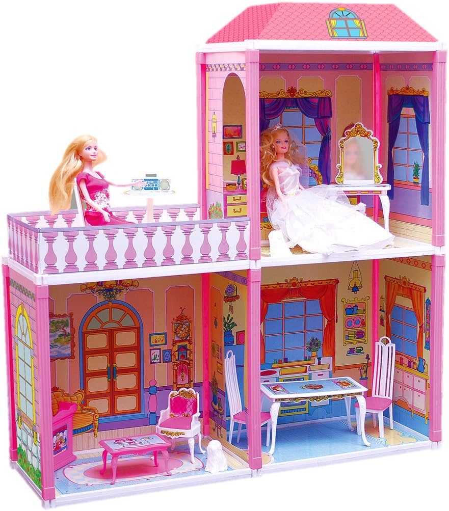 72 Pieces Plastic My Pretty Doll House Play Sets for Girls (110 Pieces) Multicolor & Toyzone Dollhouse Set (50 Pieces) (Fun Pretend Play & Building Set for Kids – Educational Toy for Girls Ages 3+)