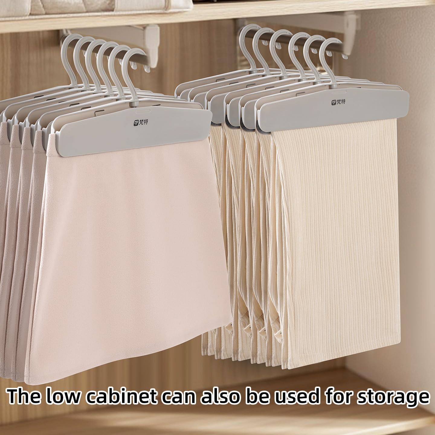 96 Pieces Easy-Grip Pant Hangers (One Clip Design – for Trousers and Skirts – Soft Felt Grip – Pack of 3)