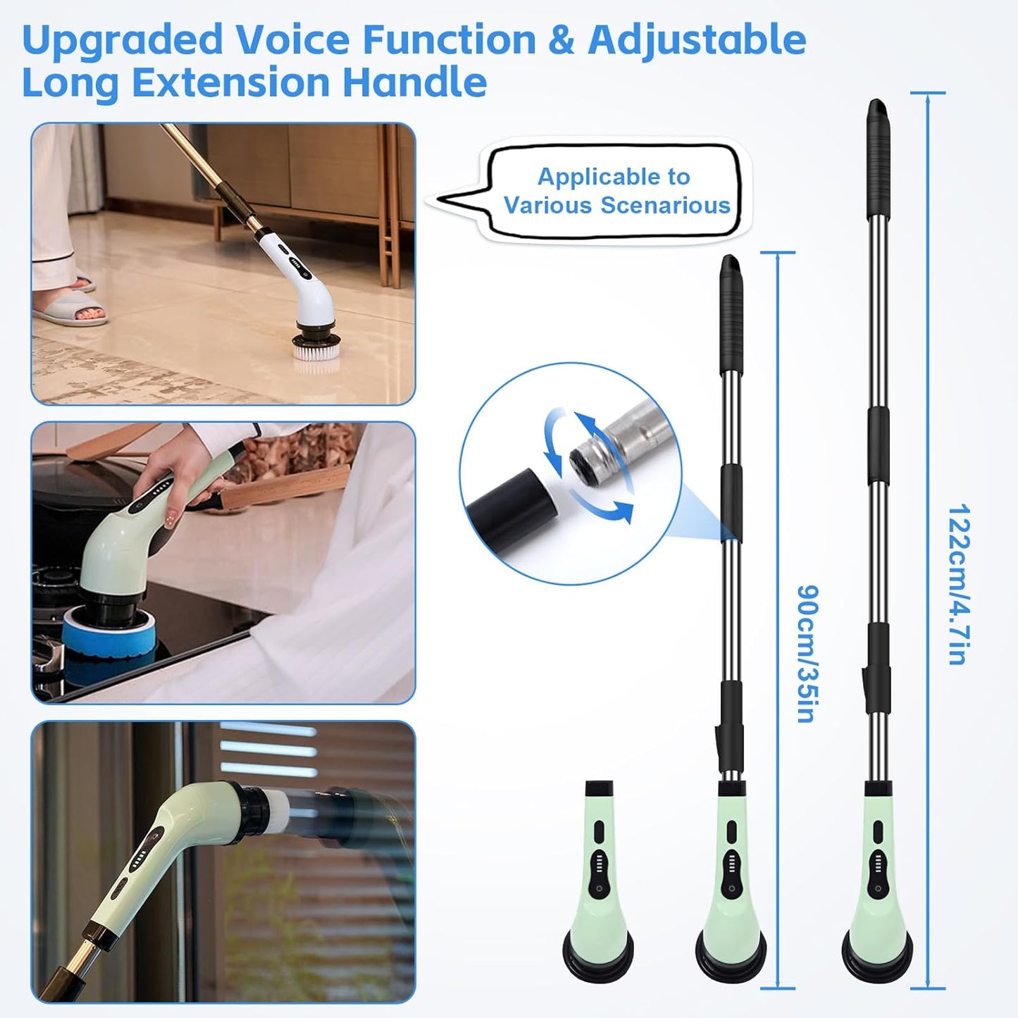 Electronic Cleaning Brush for Bathroom & Tiles, 350 RPM Electric Spin with 3 Brush Heads – Efficient Toilet Scrubber, Powerful Spin Brush for Deep Cleaning