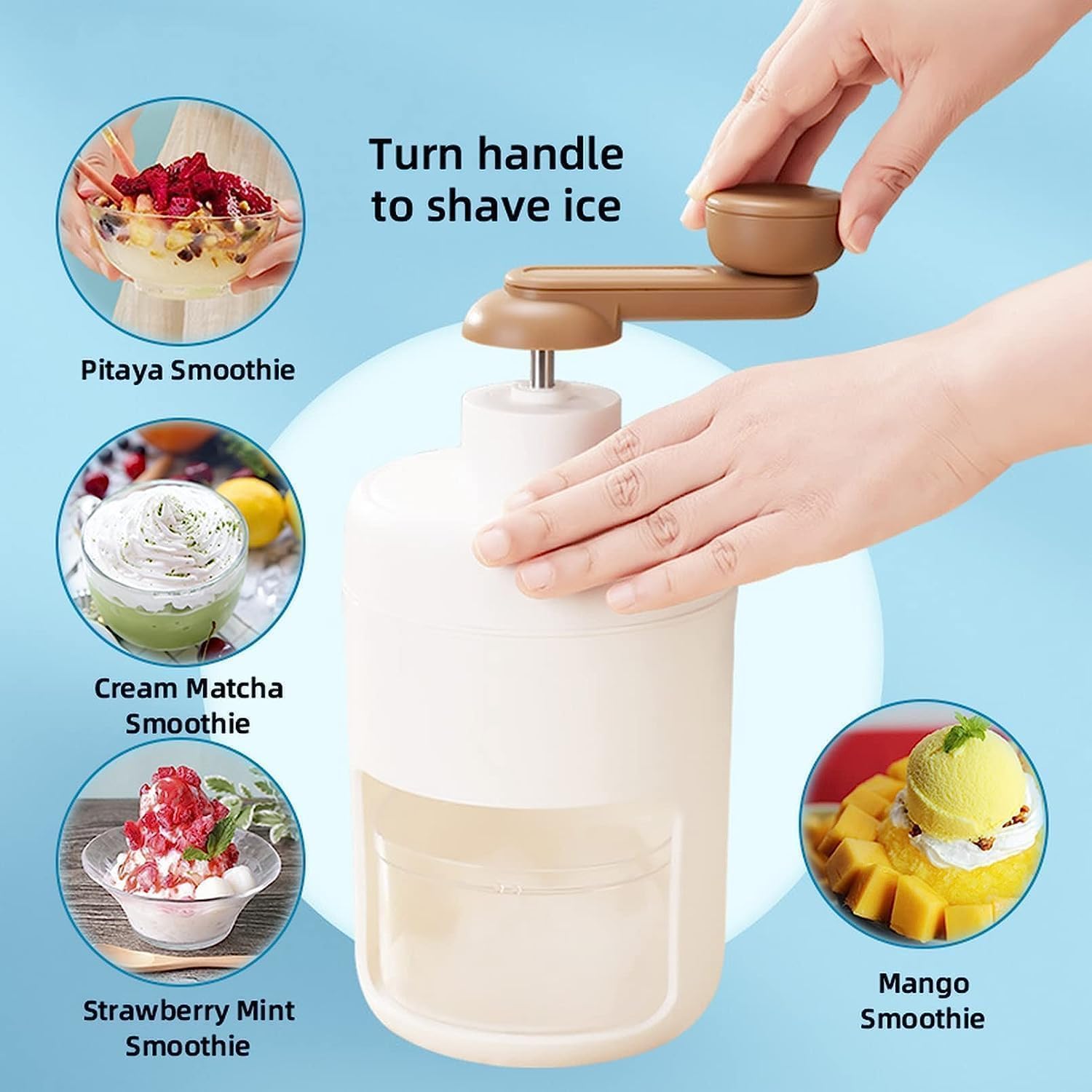 72 Pieces Hand Made Shaved Ice Machines (Portable Snow Cone Maker – Manual Ice Crusher with Stainless Steel Blades – Includes Freezing Mold for Smoothies & Cold Drinks)