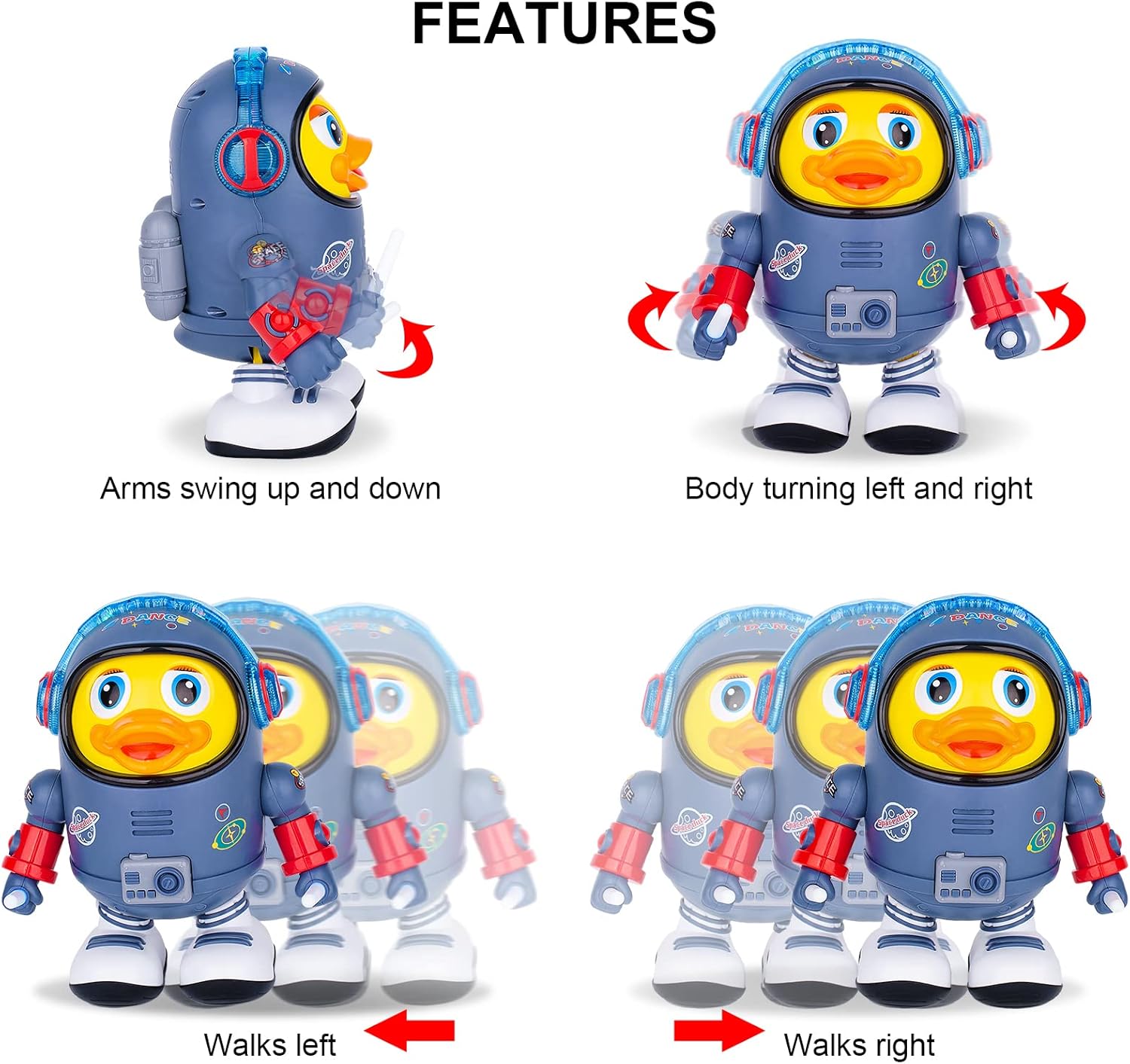 96 Pieces Space Ducks (Electric Toys with Lights and Sounds – Moving Walking Dancing Toys for Toddlers)
