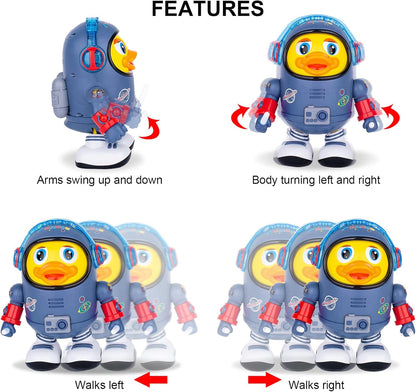 Space Duck, Electric Toys with Lights and Sounds, Moving Walking Dancing Toys for Toddlers