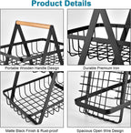 72 Pieces 2-Tier Countertop Fruit Basket Storages (Vegetable Rack – Black – Stylish and Space-Saving Design for Kitchen Organization – Fresh Produce Holder – Sturdy Metal Frame for Fruits & Veggies)