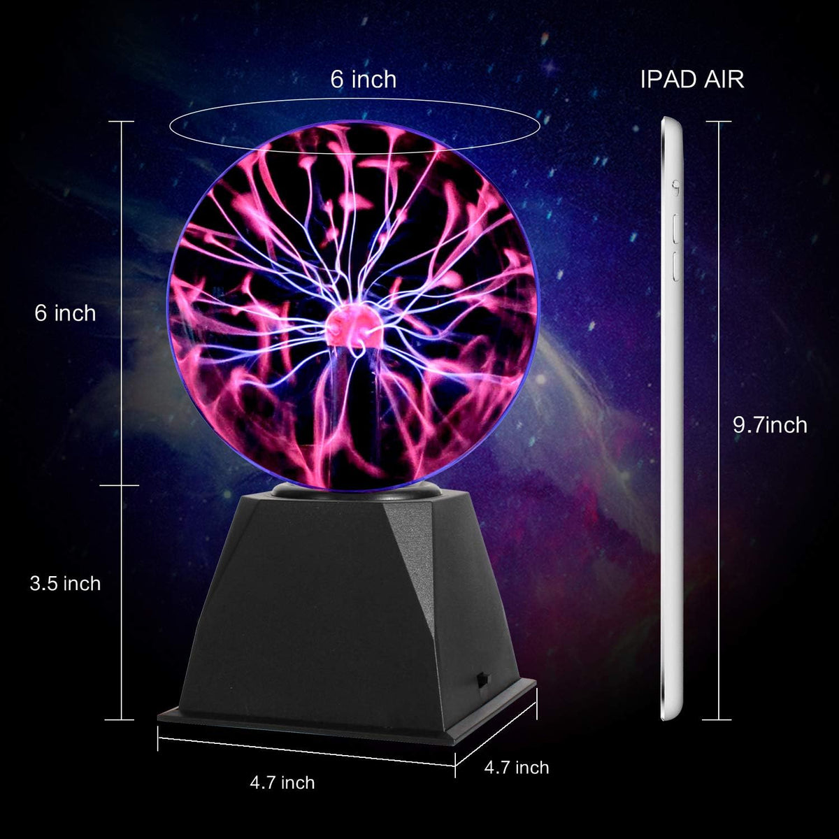 96 Pieces 6 Inch Magic Plasma Ball Lamp - Sound Sensitives (Interactive Plasma Globe for Kids & Adults - Educational – Touch Activated Lightning Ball – Perfect for Home Décor – Science Projects – and Parties)