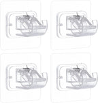 120 Pieces Nail-Free Adjustable Rod Holders (Transparent & White – PVC – 6×6 cm – Pack of 4)