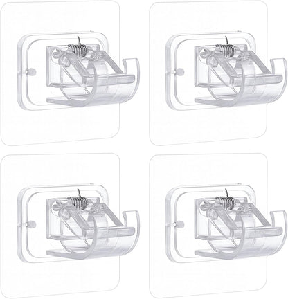 Nail-Free Adjustable Rod Holder – Transparent & White – PVC – 6×6 cm – Pack of 4