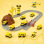 60 Pieces Kids Train Toy Playset - Bright Yellow Construction Trains with Service Vehicles (Tracks – and Crane - Perfect for Imaginative Play and STEM Learning)