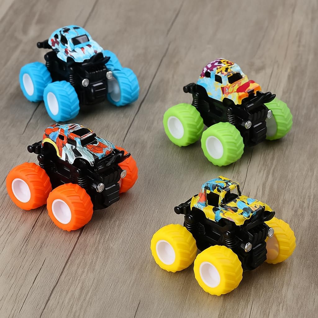 96 Pieces 4pc Big Wheel Monster Car Toys for Kids (1:36 Scale – 4x4 Off-Road Remote Control Vehicles – Durable Plastic – Perfect for Boys & Girls – Gift for Toddlers & Children)
