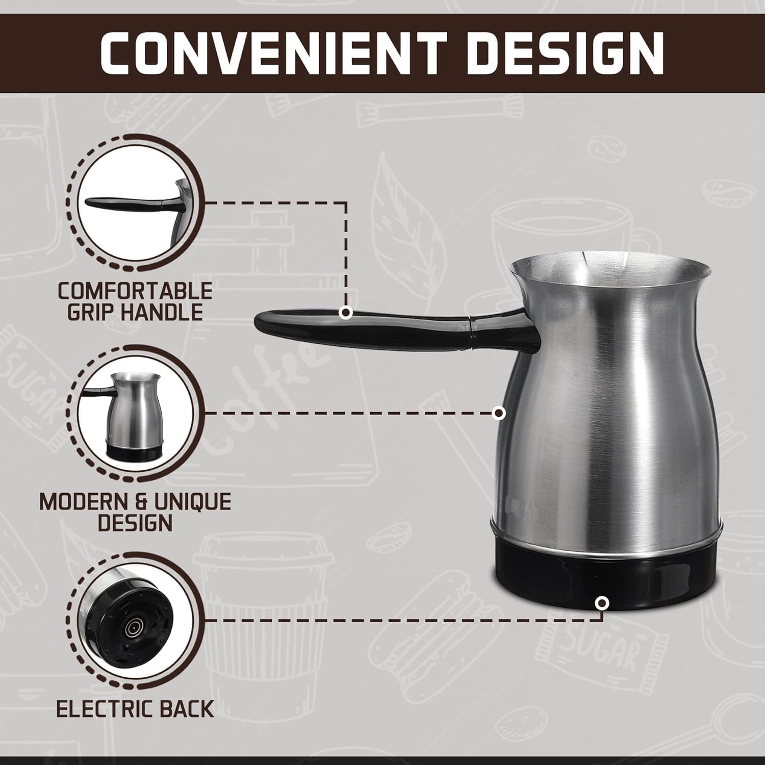 72 Pieces Turkish Coffee Makers (800W Electric Coffee Pot with 600ml Capacity – 5-Cup Stainless Steel Kettle – Cool-Touch Handle for Turkish – Arabic & Greek Coffee)