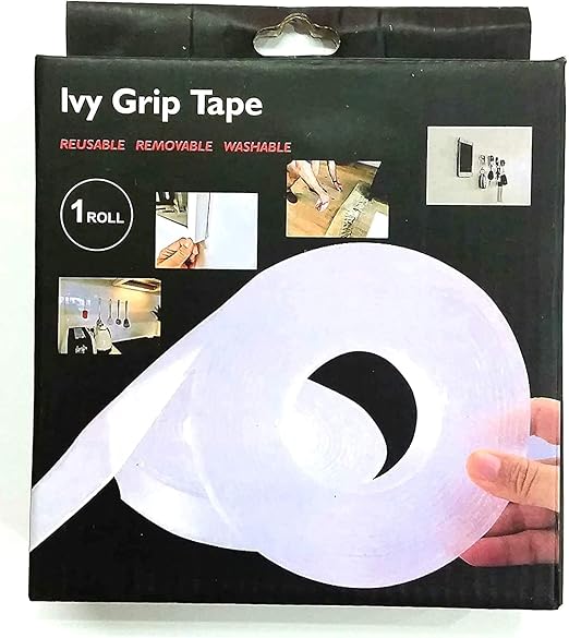 Fitto 3 Meter Double Sided Adhesive Silicon Tape, Grip Tape, Transparent, Heavy Duty, Heat Resistant, Multi-Functional, Removable, No Trace, Anti-Slip, 3 Meter