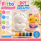 96 Pieces DIY Cat Figurine Painting Kits with White Paintable Model (6 Paint Pots and Brush – Assorted Colors)