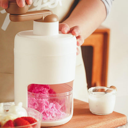 Hand Made Shaved Ice Machine, Portable Snow Cone Maker, Manual Ice Crusher with Stainless Steel Blades, Includes Freezing Mold for Smoothies & Cold Drinks