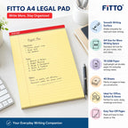 120 Pieces A4 Legal Pads (40 Sheets – 70 GSM Yellow Ruled Writing Pad with Top Binding and Easy Tear-Off Pages)