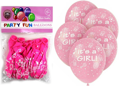 It's a Girl Balloons 12 Inch 12 Pcs Per Card - Baby Shower, Birthday, Gender Reveal Decor