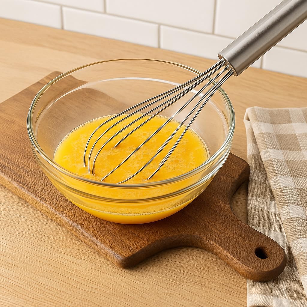 Stainless Steel Egg Beater Hand Whisk Mixer - Heavy Duty Manual Whisk for Baking, Cooking, Beating Eggs, Mixing Batter, Durable Ergonomic Handle