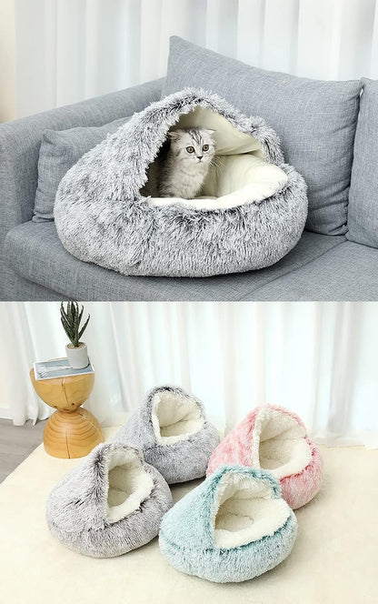 Long Plush Pet Bed - Gray - 50cm