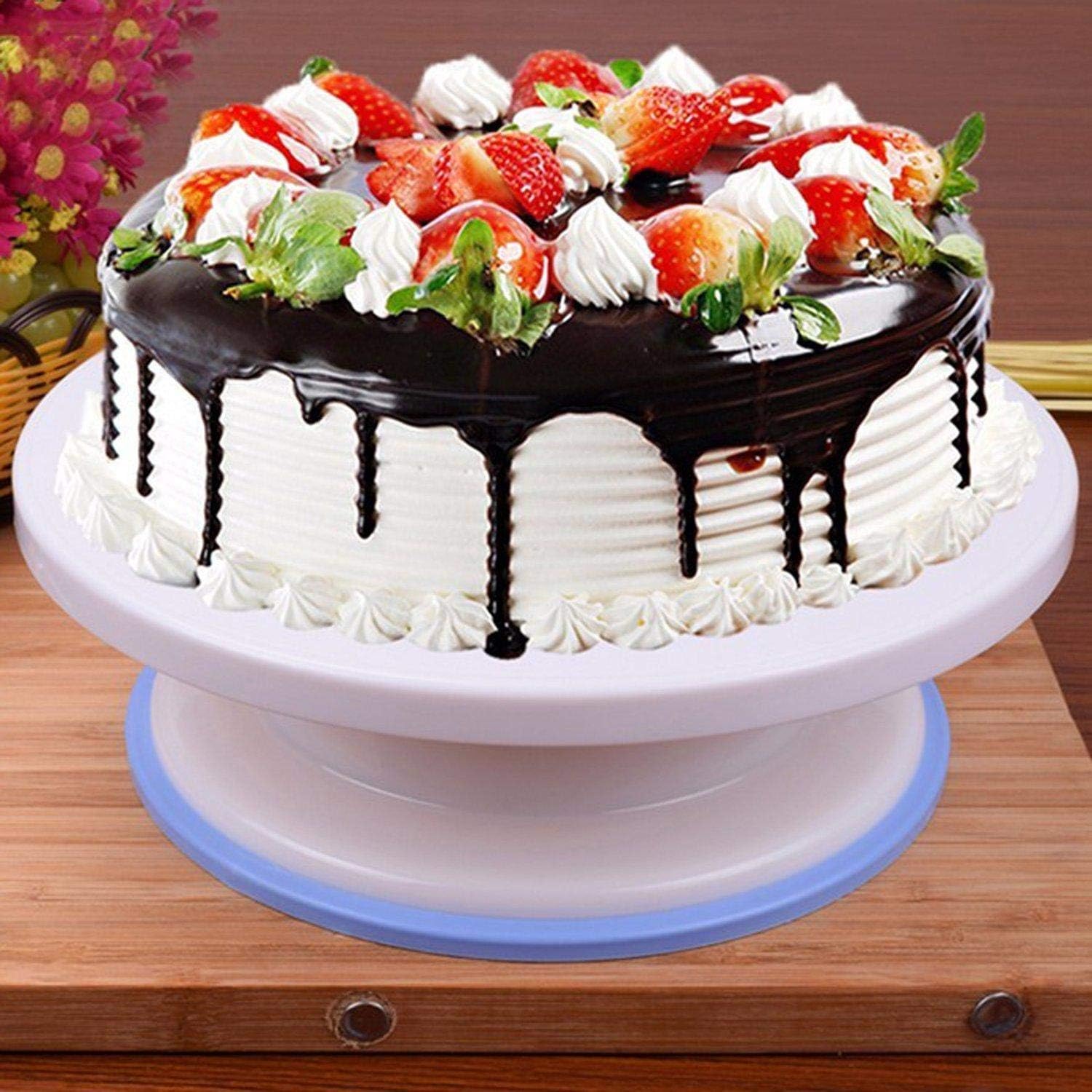 96 Pieces White Rotating Cake Stand - 360° Rotating Cake Turntables for Decorating (Frosting – and Display - Non-Slip – Easy-Clean Surface - Ideal for Cakes – Cupcakes – Desserts – Baking Enthusiasts)