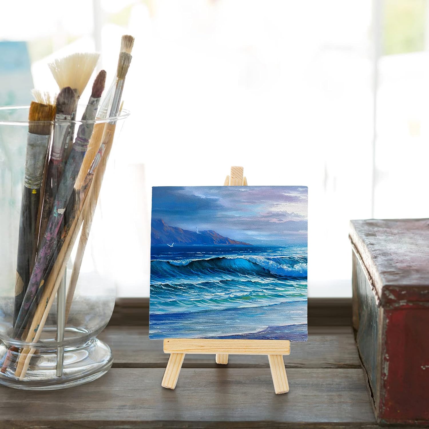 120 Pieces Mini Canvas with Stand (12cm x 8cm for Painting – Art Display – Tabletop Decoration)