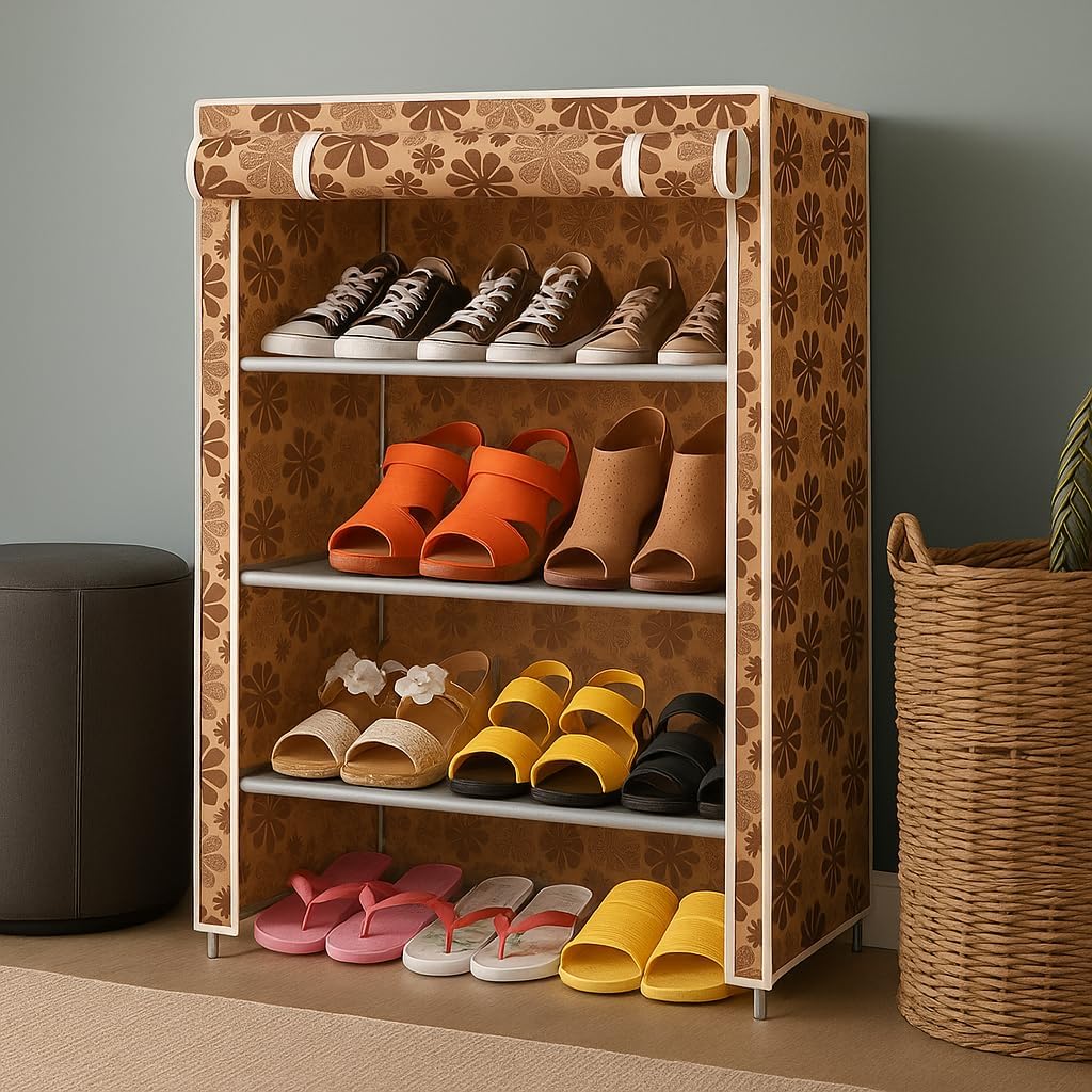 Cabinet Rack Storage Organizer - 4 Shelves, Durable Non-Woven Fabric for Efficient Home Organization