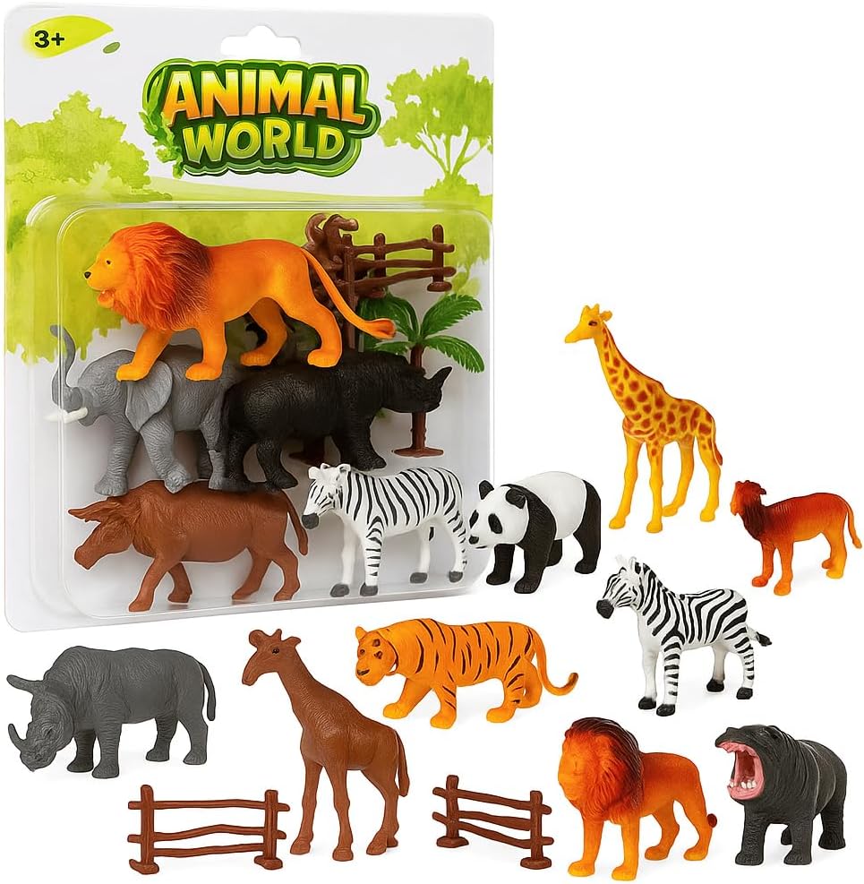 96 Pieces Realistic Animal Figures Toy Playset 26 Pieces Plastic Wild Animals Including Elephants (Tiger – Hippo – and Much More)