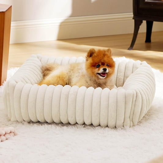 Plush Pet Bed - Beige - 63x53x18cm