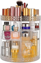 72 Pieces Rotating Makeup Organizers (Large Perfume Cosmetics Organizer – Beauty Organizer – Clear – 7 Layers – Detachable Shelves – for Bedroom Dresser or Vanity Countertop)