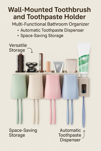 Toothpaste Toothbrush Holder, Multi-functional Storage, Space Saving, Convenient Bathroom Accessories, Automatic Toothpaste Dispenser
